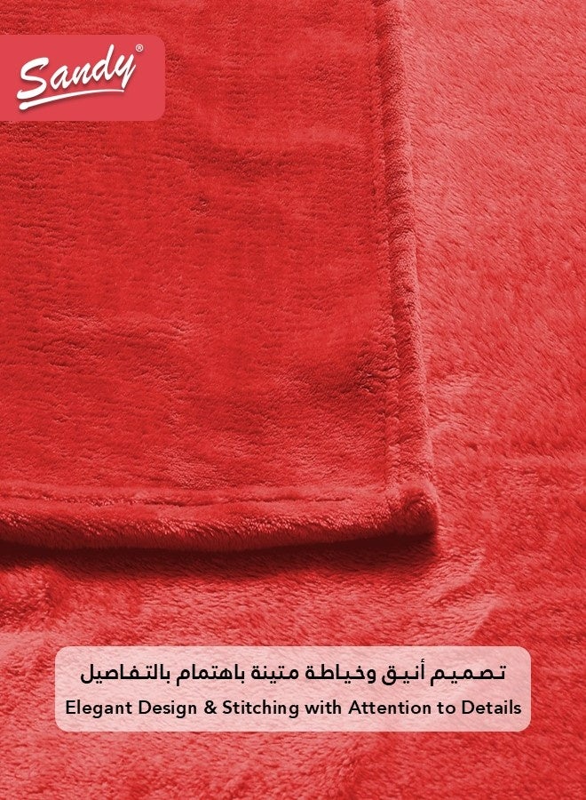 ساندي بطانية ساندي الناعمة, مخملية عالية الجودة ومريحة, مقاس مفرد 170×220 سم, ناعمة ودافئة بوزن مثالي, مناسبة للسرير, الاريكة, الكرسي وديكور المنزل, احمر - Image 5